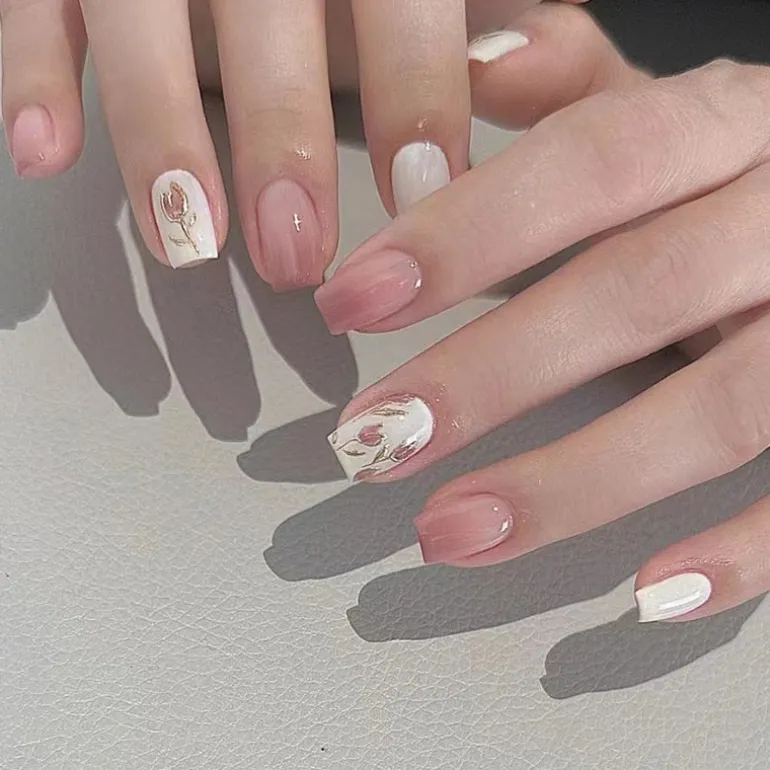 Clear Glittery Press On Nails