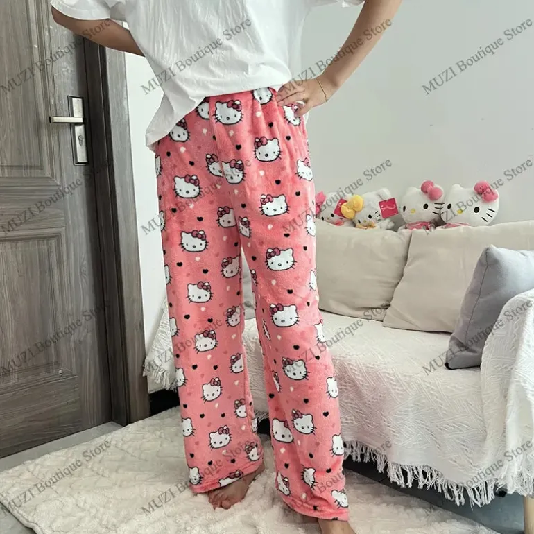 Cozy Holiday Kawaii Kitten Pajama Pants
