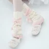Cozy Pink Ribbed Bow Leg Warmers