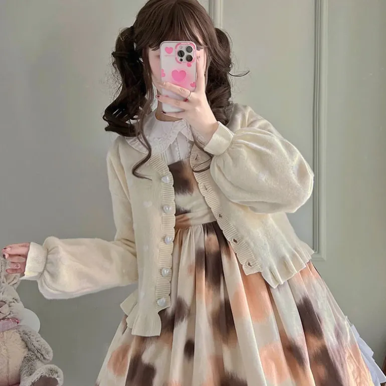 Creamy Heart Knit Cardigan