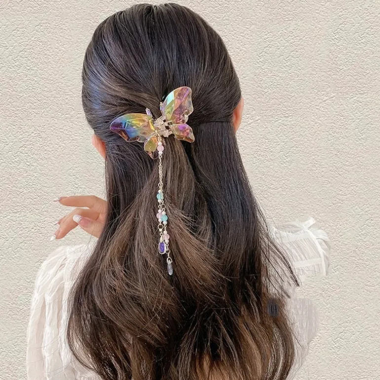 Crystal Butterfly Claw Hair Clip