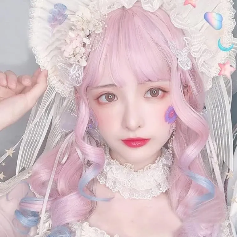 Dainty Blue Pink Ombre Wig