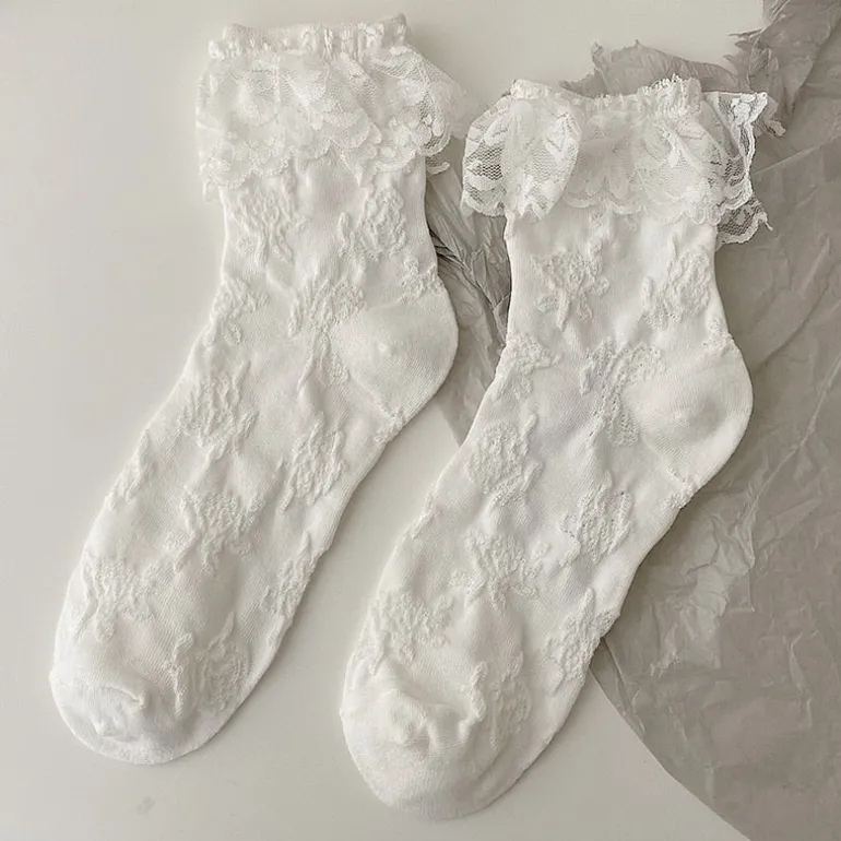 Dainty White Lace Socks