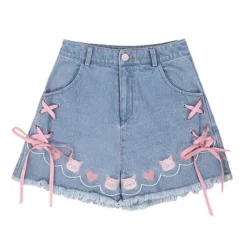 Denim Neko High Waisted Shorts
