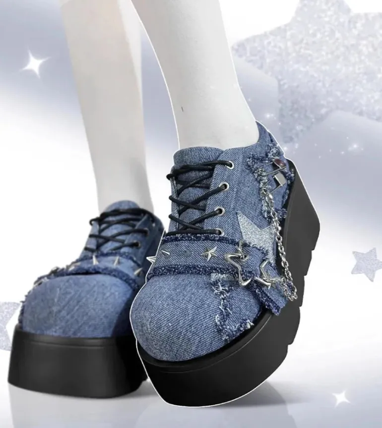 Denim Y2K Platform Mary Jane Shoes