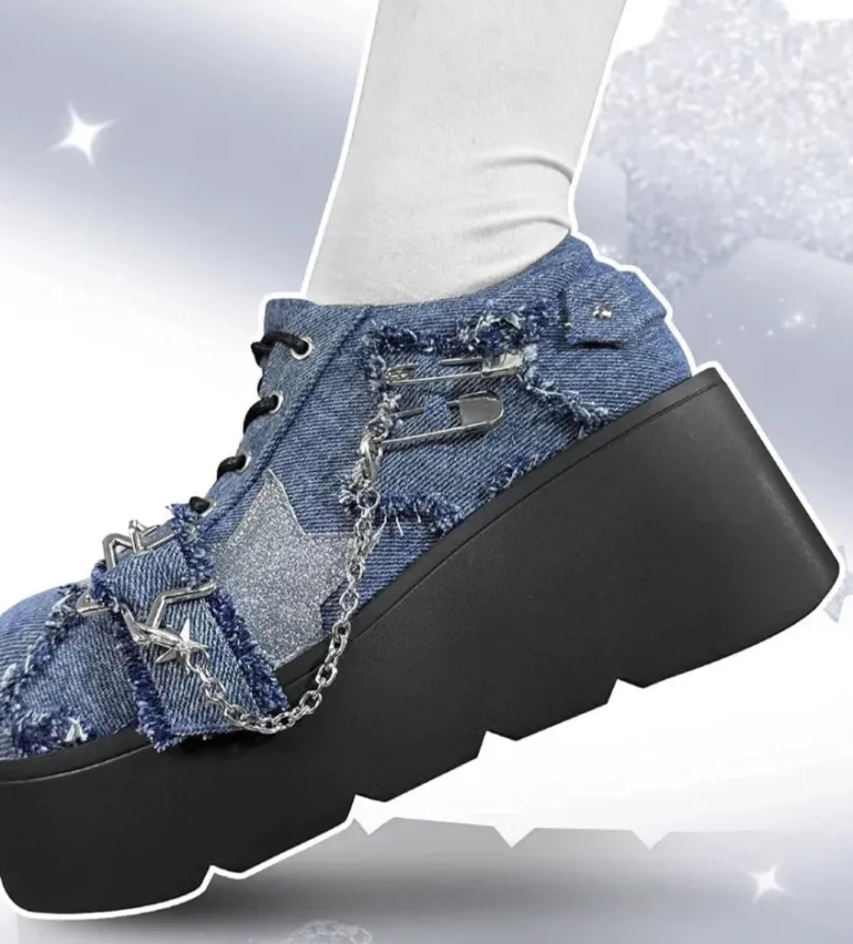 Denim Y2K Platform Mary Jane Shoes