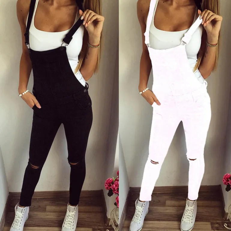 Distressed Long Overalls