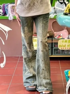Distressed Y2K Grunge Flare Jeans