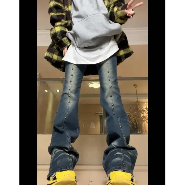 Distressed Y2K Grunge Flare Jeans