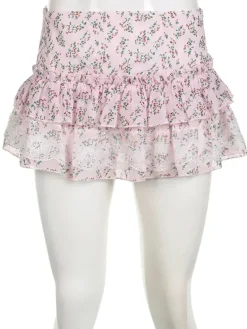 Floral Print Babydoll Skirt