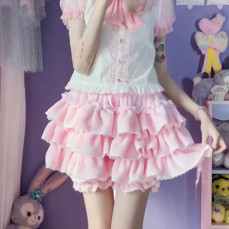 Fluffy Ruffled Bloomer Pants