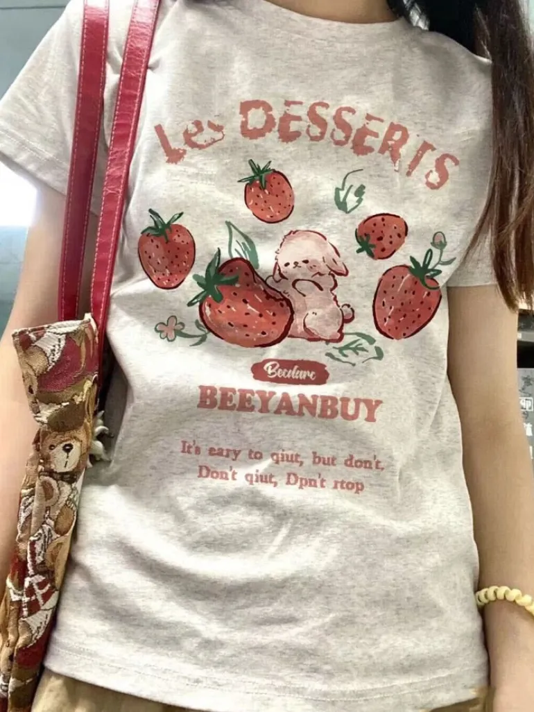 French Strawberry Bunny Tee