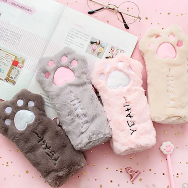 Furry Kitten Paw Pencil Case