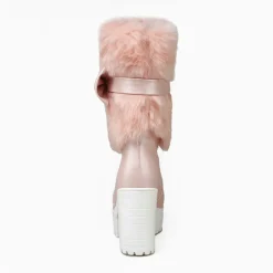 Furry Pink Bow Boots