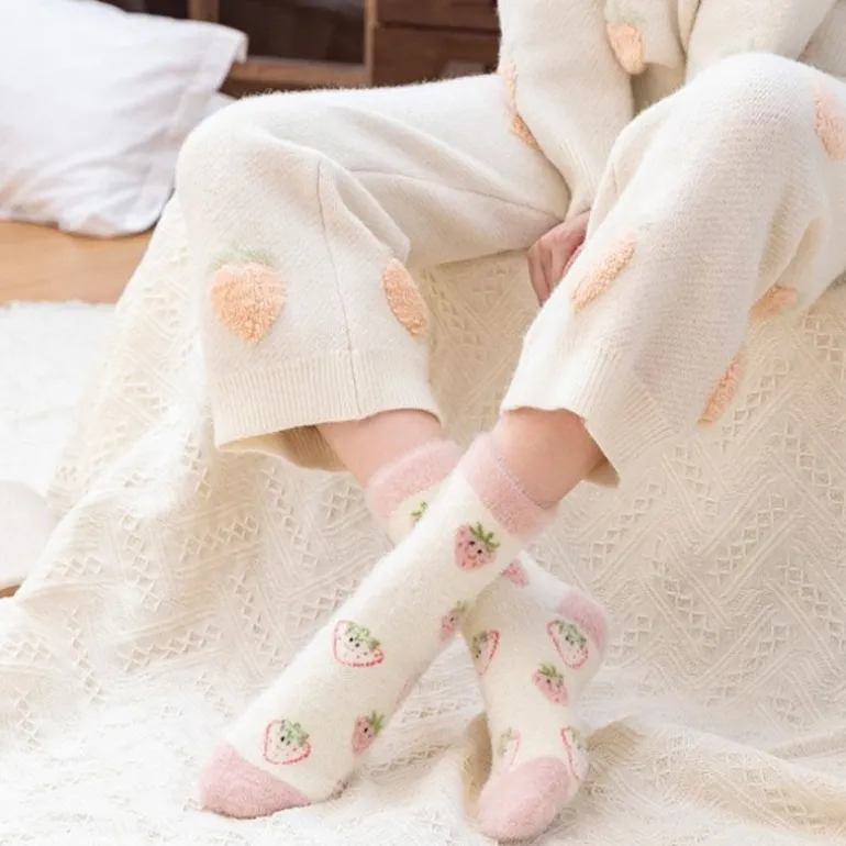 Fuzzy Berry Socks