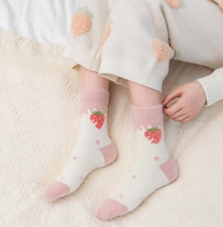 Fuzzy Berry Socks