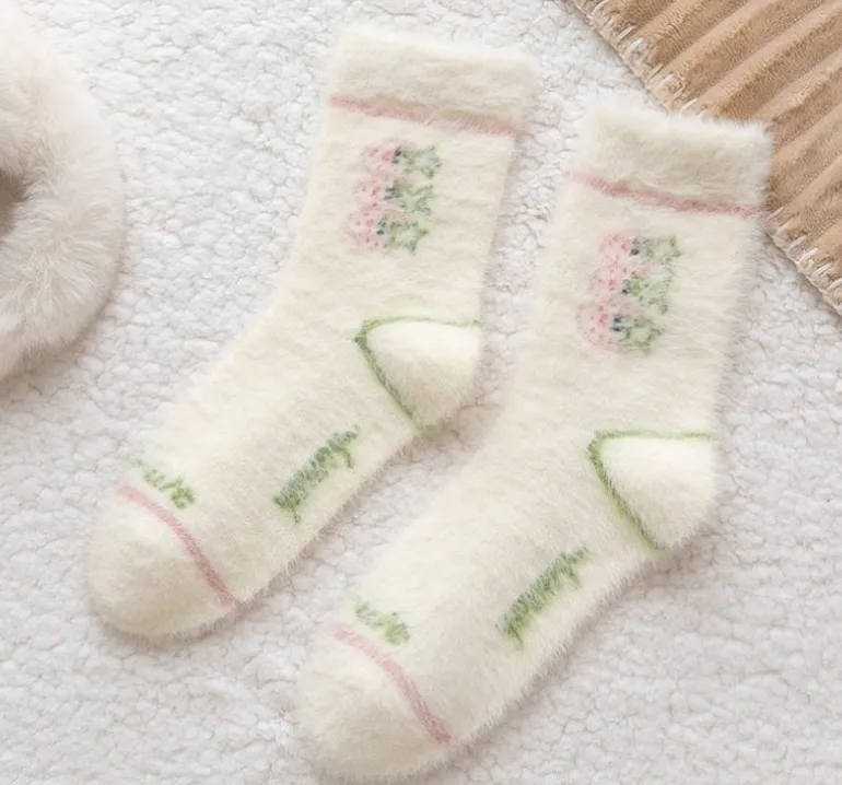 Fuzzy Berry Socks