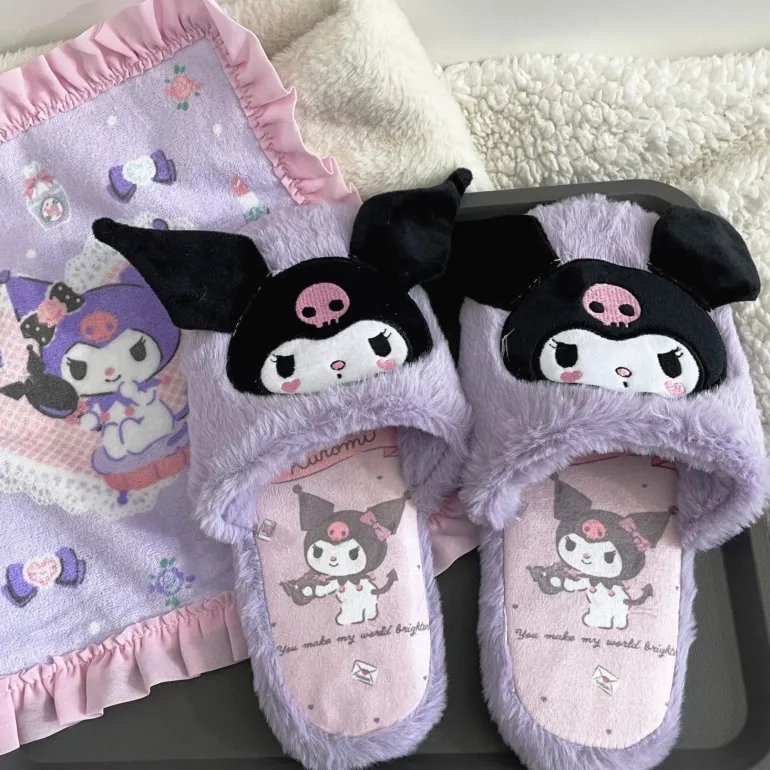Fuzzy Bunny Embroidered Slippers