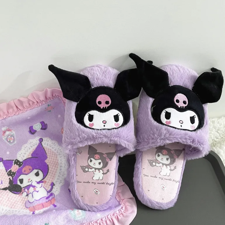 Fuzzy Bunny Embroidered Slippers