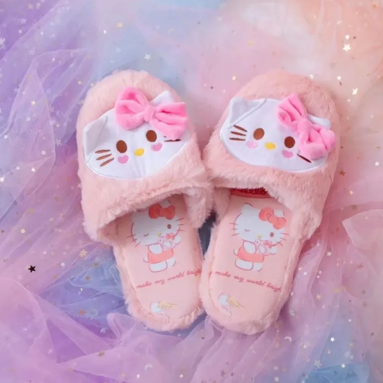 Fuzzy Bunny Embroidered Slippers
