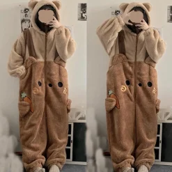 Fuzzy Carrot Bear Overalls Set
