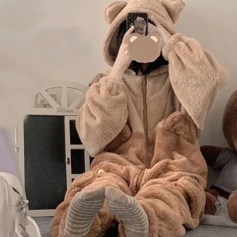 Fuzzy Carrot Bear Overalls Set