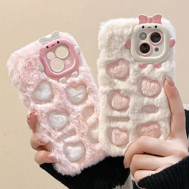 Fuzzy Heart Imprinted iPhone Case