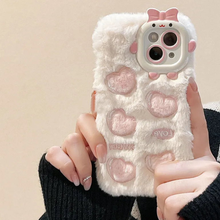 Fuzzy Heart Imprinted iPhone Case