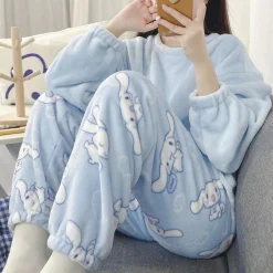 Fuzzy Kawaii Blue Pajama Set