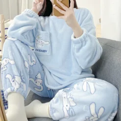 Fuzzy Kawaii Blue Pajama Set