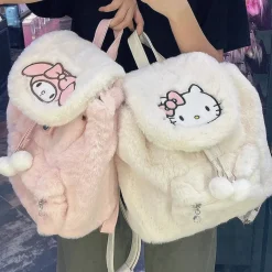 Fuzzy Kawaii Pompom Backpacks