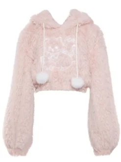 Fuzzy Kitten Cropped Hoodie