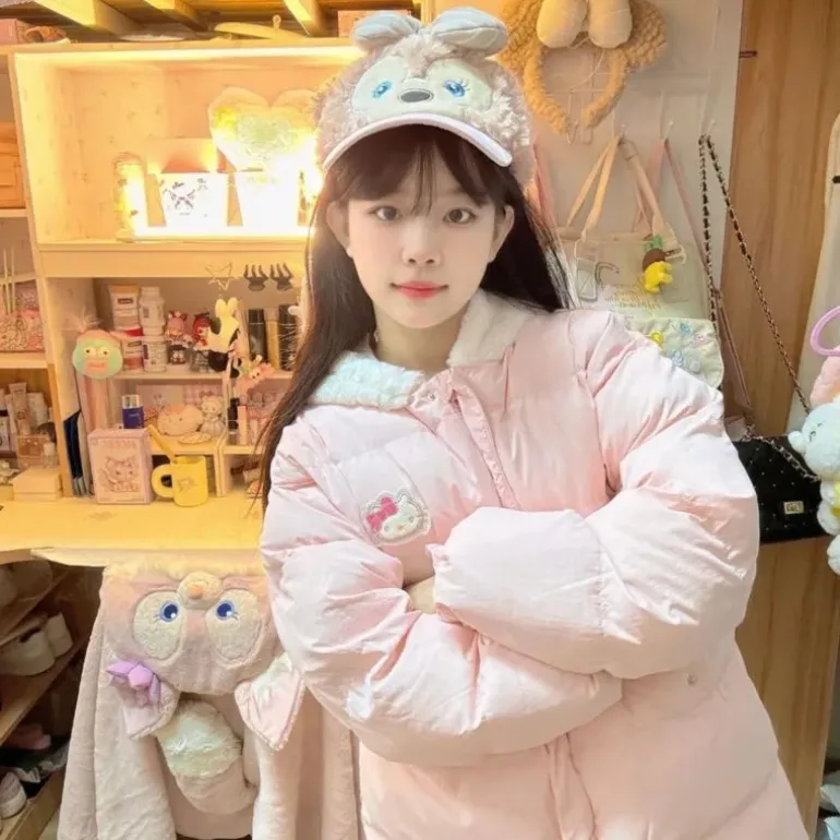 Fuzzy Kitty Bomber Puffer Jacket