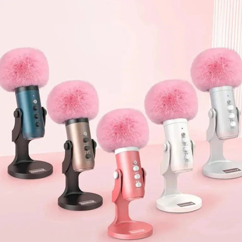Fuzzy Pink Foam Microphone Dust Muff Cover
