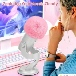 Fuzzy Pink Foam Microphone Dust Muff Cover