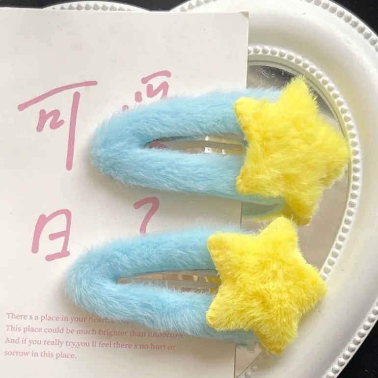 Fuzzy Star Hair Clips