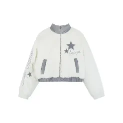 Fuzzy Star Zip Up Jacket