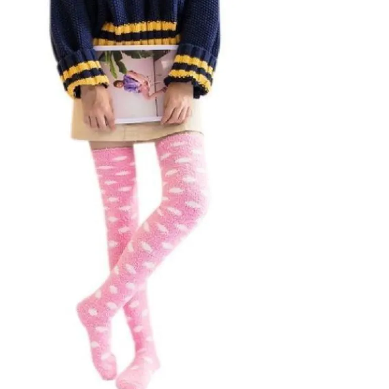 Fuzzy Striped Thigh Highs