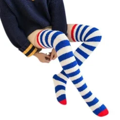 Fuzzy Striped Thigh Highs