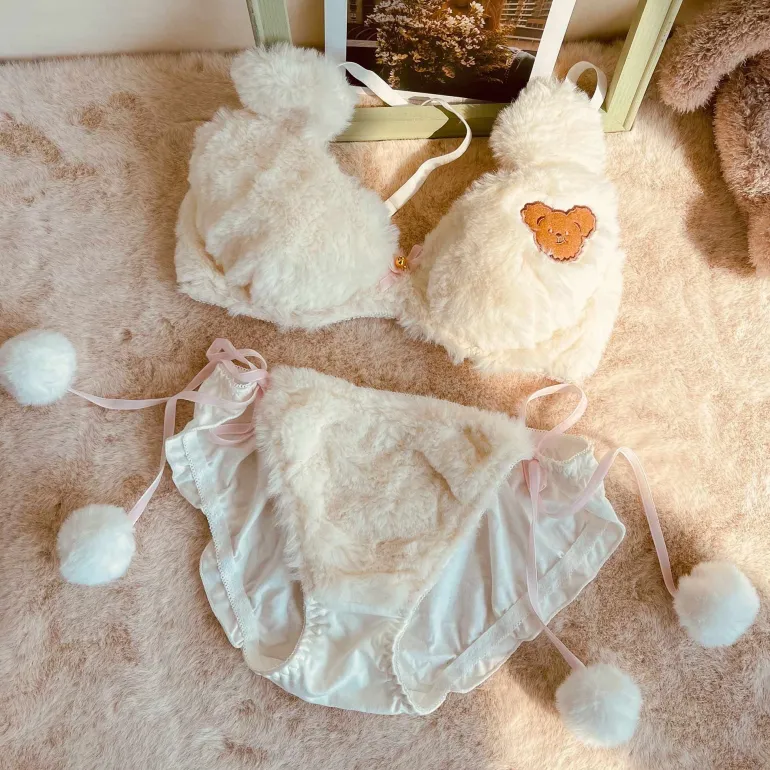Fuzzy Teddy Bear Lingerie Set