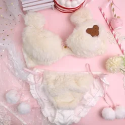 Fuzzy Teddy Bear Lingerie Set