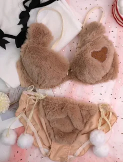 Fuzzy Teddy Bear Lingerie Set