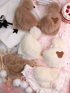 Fuzzy Teddy Bear Lingerie Set