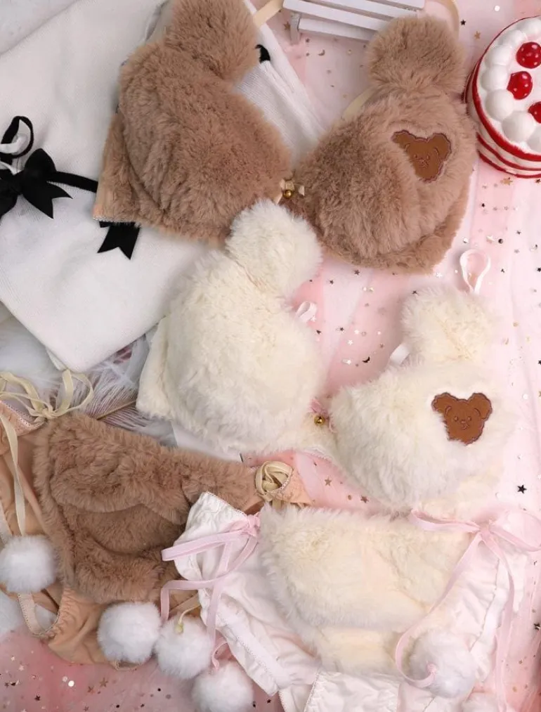 Fuzzy Teddy Bear Lingerie Set