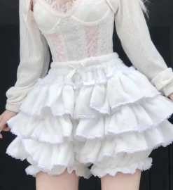 Fuzzy White Ruffled Bloomers