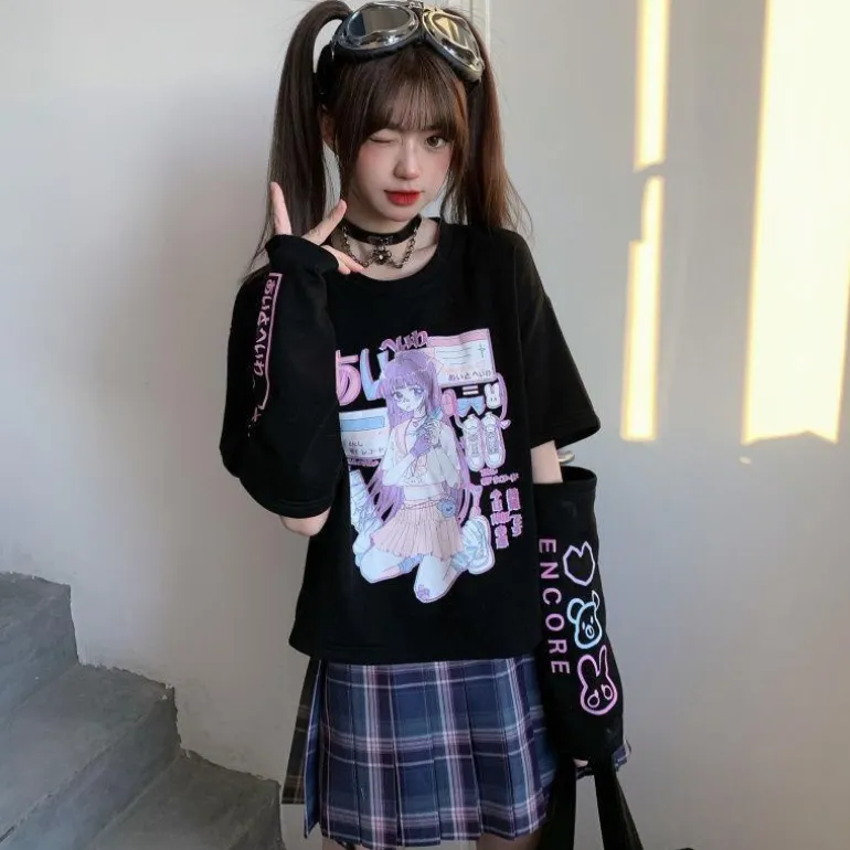Gaming E-Girl Crop Top With Cuffs