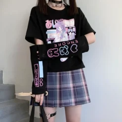 Gaming E-Girl Crop Top With Cuffs