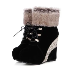 Glitter Wedge Booties