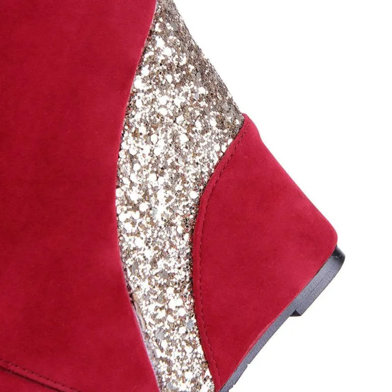 Glitter Wedge Booties