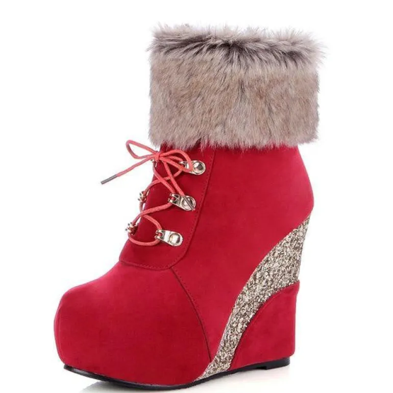 Glitter Wedge Booties
